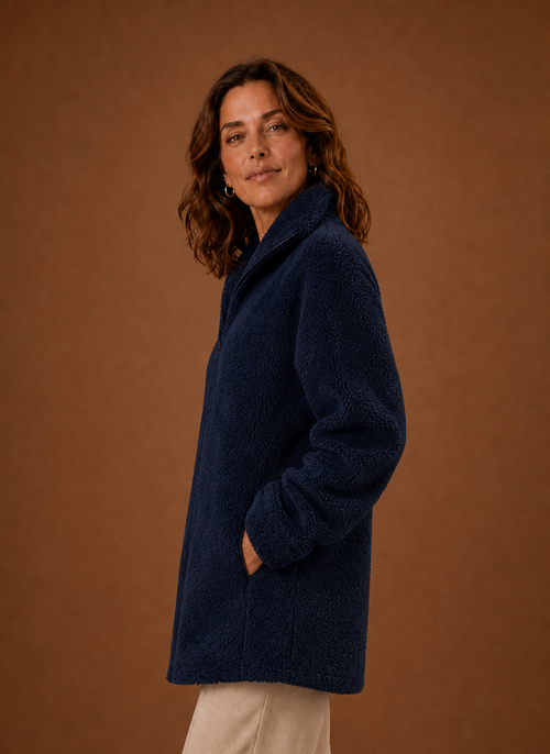 Damen Fleecejacke mit Stehkragen und Reißverschluss