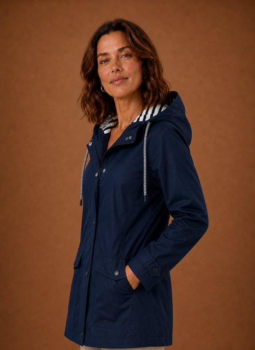 Damen Trenchcoat mit Kapuze für Herbst und Winter