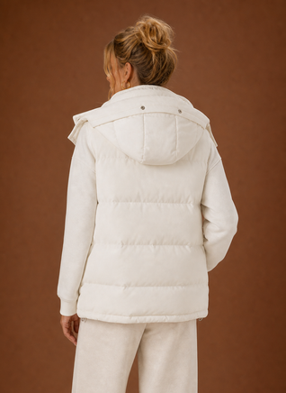 Damen Steppweste oversized mit Kapuze