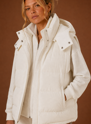 Damen Steppweste oversized mit Kapuze