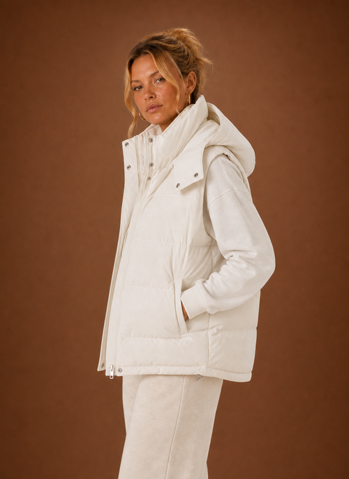 Damen Steppweste oversized mit Kapuze