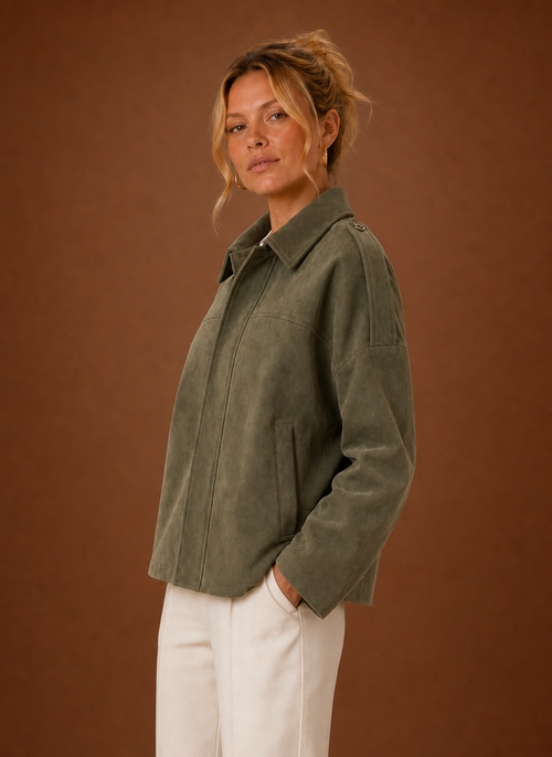 Damen Jacke in Wildlederoptik oversized