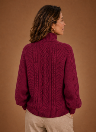 Damen Strickjacke mit V-Ausschnitt und Zopfmuster