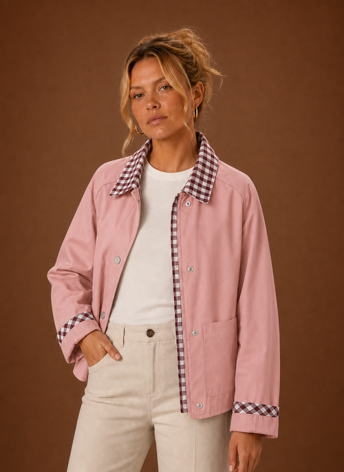 Damen Fieldjacke mit kariertem Kragen