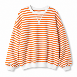 Poppy | Damen Oversize-Sweatshirt mit Streifen und Rundhalsausschnitt