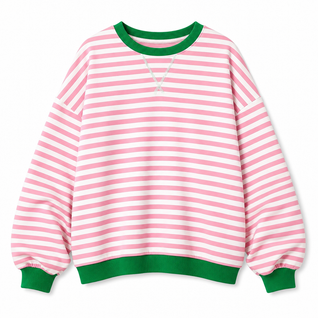 Poppy | Damen Oversize-Sweatshirt mit Streifen und Rundhalsausschnitt