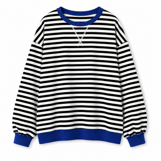 Poppy | Damen Oversize-Sweatshirt mit Streifen und Rundhalsausschnitt