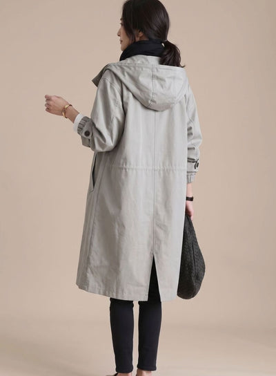 Annika | Trenchcoat Damen Übergrößen Kapuzen Langmantel Koreanischer Stil