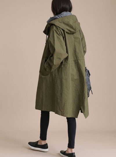 Annika | Trenchcoat Damen Übergrößen Kapuzen Langmantel Koreanischer Stil