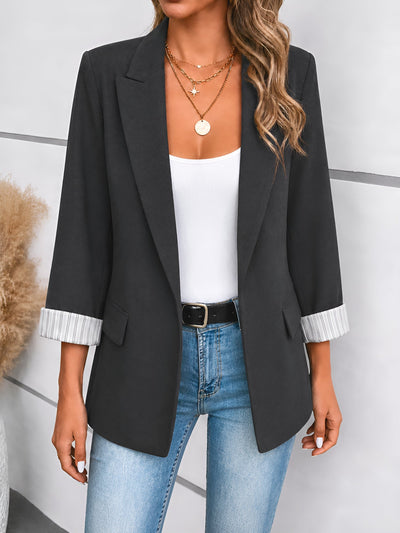 Damen Blazer mit Reverskragen und hochgekrempelten Ärmeln
