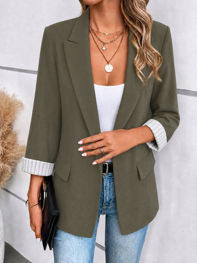Damen Blazer mit Reverskragen und hochgekrempelten Ärmeln