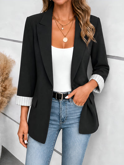 Damen Blazer mit Reverskragen und hochgekrempelten Ärmeln
