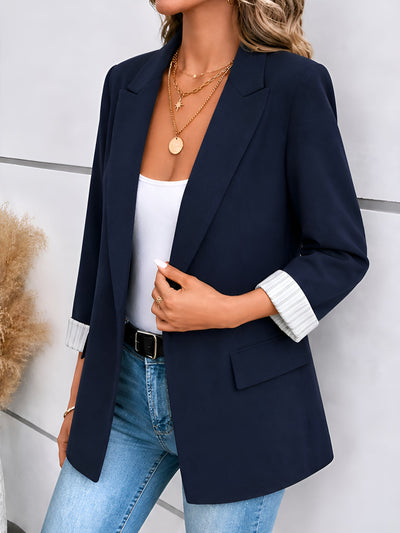 Damen Blazer mit Reverskragen und hochgekrempelten Ärmeln