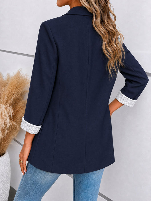 Damen Blazer mit Reverskragen und hochgekrempelten Ärmeln