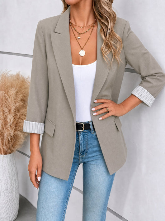 Damen Blazer mit Reverskragen und hochgekrempelten Ärmeln