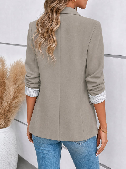 Damen Blazer mit Reverskragen und hochgekrempelten Ärmeln