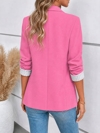 Damen Blazer mit Reverskragen und hochgekrempelten Ärmeln