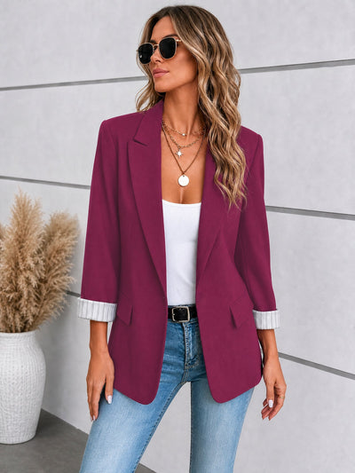 Damen Blazer mit Reverskragen und hochgekrempelten Ärmeln