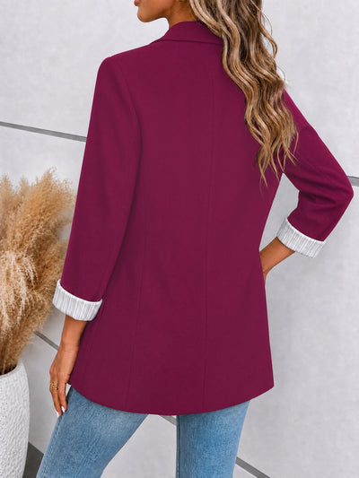 Damen Blazer mit Reverskragen und hochgekrempelten Ärmeln