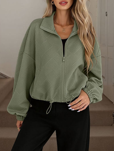 Damen Baseballjacke mit Reißverschluss und Kordelzug