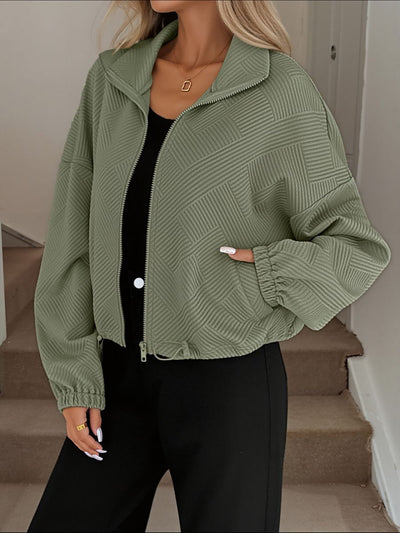Damen Baseballjacke mit Reißverschluss und Kordelzug