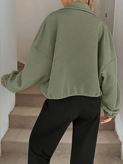 Damen Baseballjacke mit Reißverschluss und Kordelzug