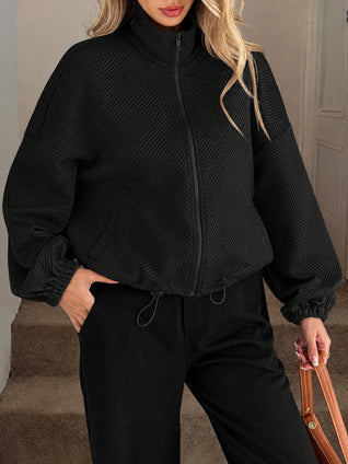 Damen Baseballjacke mit Reißverschluss und Kordelzug