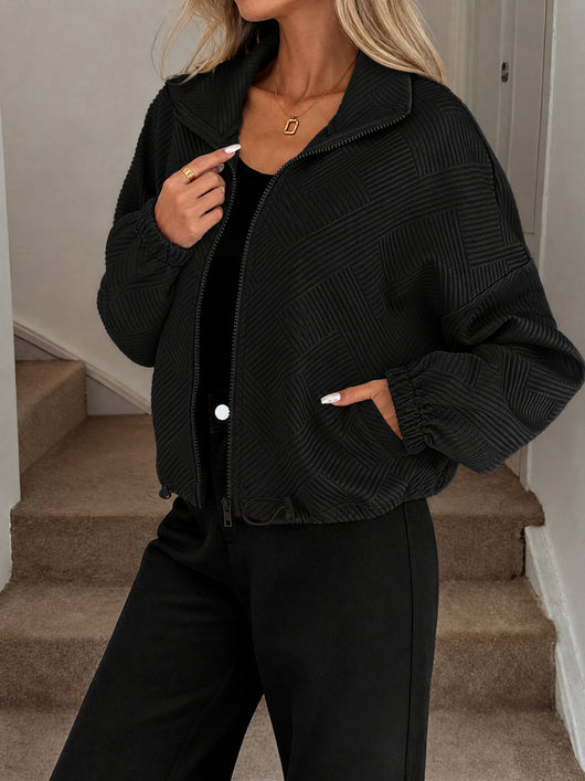 Damen Baseballjacke mit Reißverschluss und Kordelzug