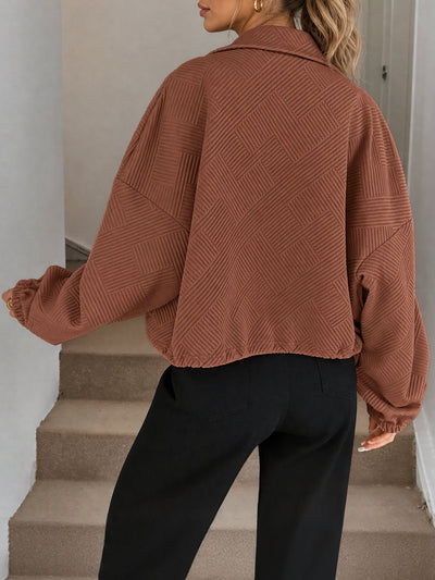Damen Baseballjacke mit Reißverschluss und Kordelzug