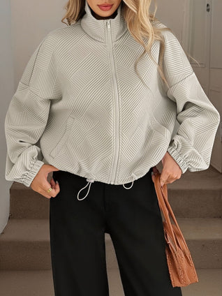 Damen Baseballjacke mit Reißverschluss und Kordelzug