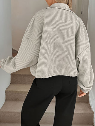 Damen Baseballjacke mit Reißverschluss und Kordelzug