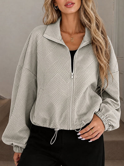 Damen Baseballjacke mit Reißverschluss und Kordelzug