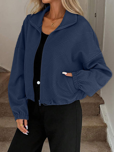 Damen Baseballjacke mit Reißverschluss und Kordelzug