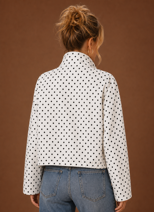 Damen Jacke mit Punktemuster und Tunnelzug