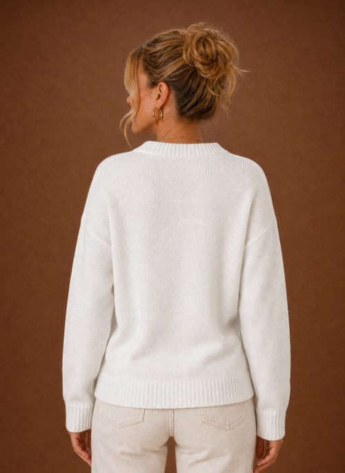 Damen Pullover mit Rundhals und Flaggen-Strickmuster