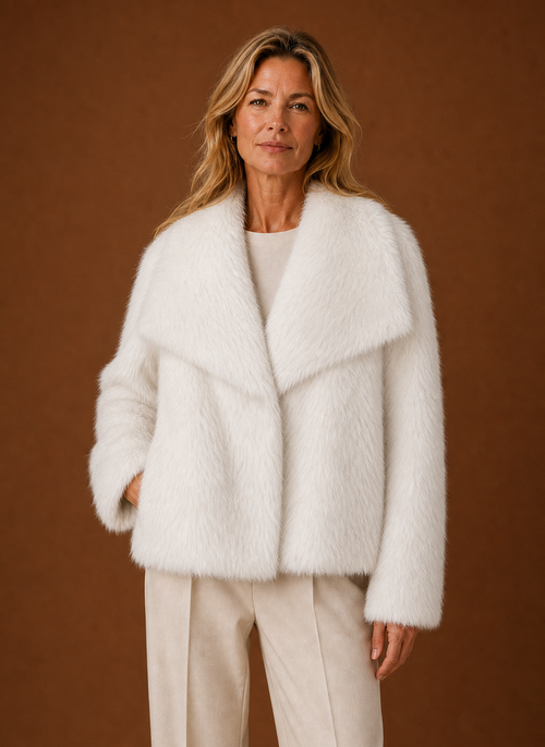 Damen Mantel aus Kunstfell