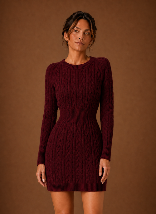 Damen Strickkleid mit Zopfmuster in Minilänge