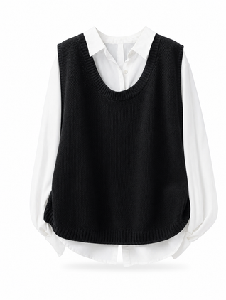 Wulfhilde | Damen Strickweste Rundhals Oversize